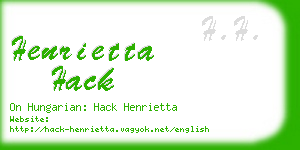 henrietta hack business card